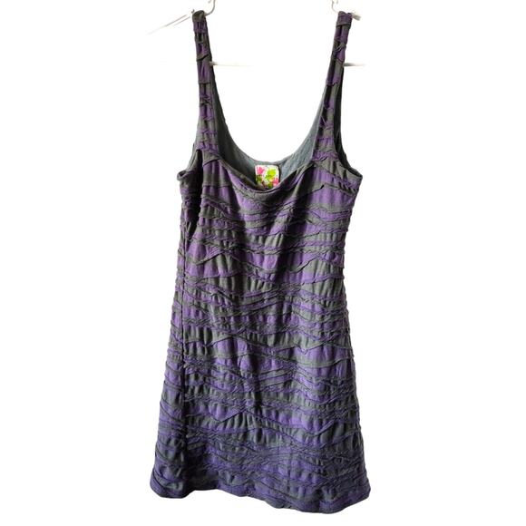 Free People Medium Purple Gray Mini Tank Layered Ruffle Dress Stretchy Lined - Picture 1 of 9